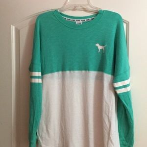 VS PINK teal long sleeve beach tee